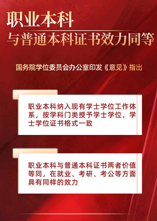 又一利好消息，教育部再發(fā)文：職業(yè)本科與普通本科證書效力同等！